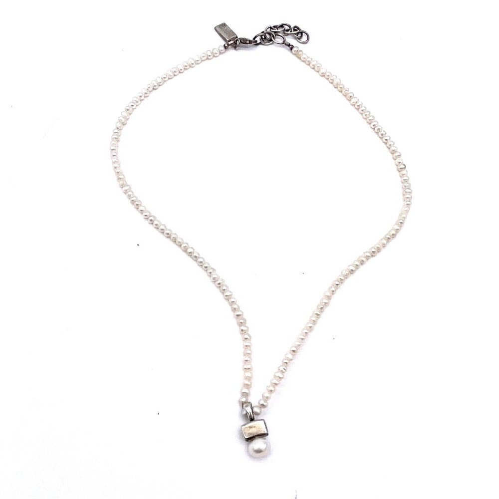 Baroni Design Women's Real Pearls Sterling Push Lock Necklace Size 15" + 1"